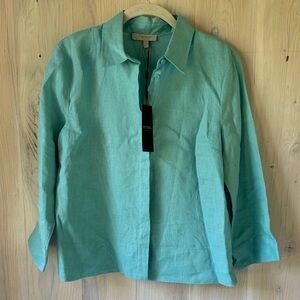 NWT Hobbs London Linen Button Down Shirt Size 2